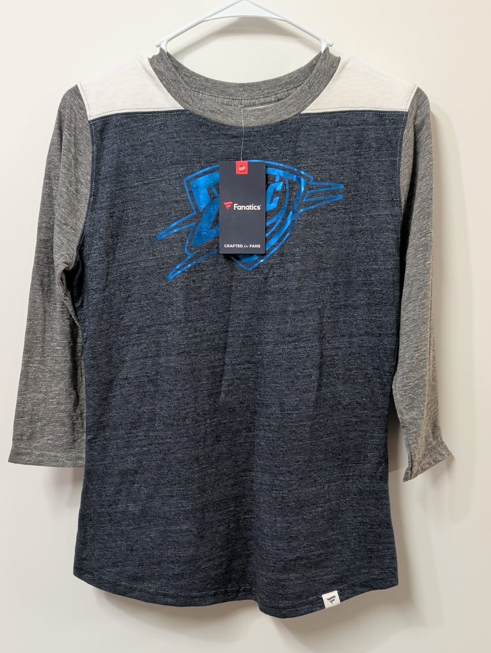NBA Fanatics OKC Thunder 3/4 Sleeve Raglan Shirt Size Small